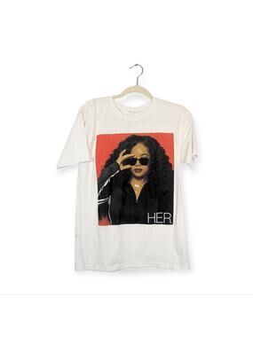 H.E.R Officially Licensed White Graphic Music Short Sleeve Tee